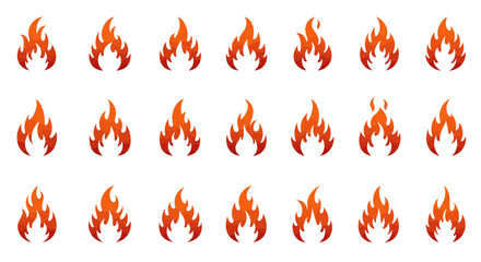 Fiery flames in varied vector forms