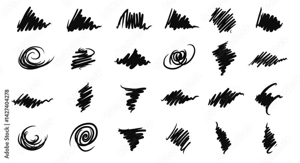 Poster scribble assortment doodles abstract forms