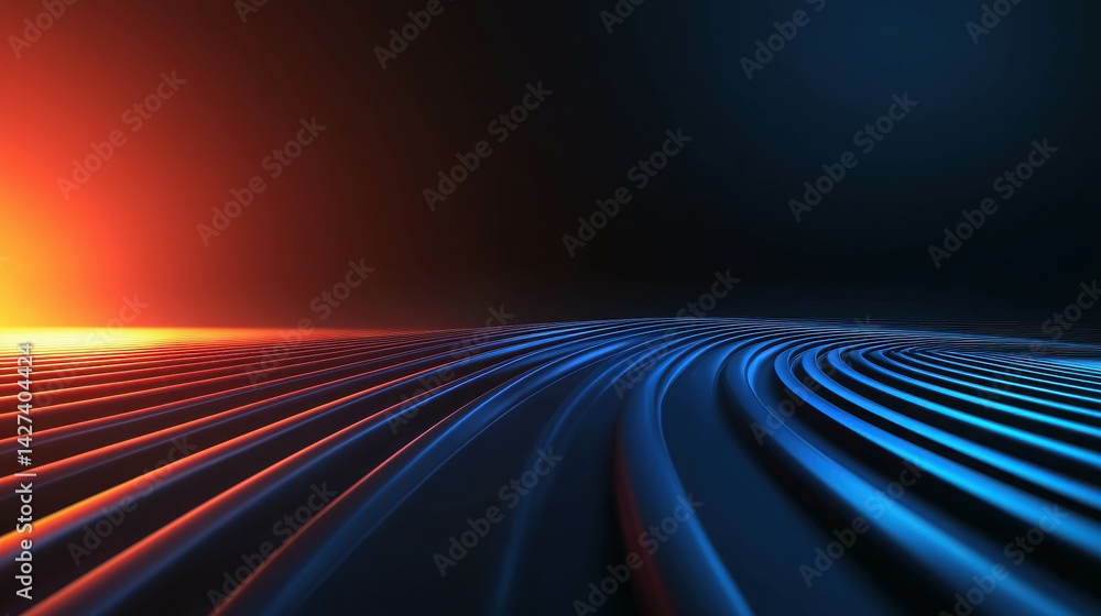 Poster Abstract Colorful Waves with Gradient Light and Dark Background in Dynamic Motion Design