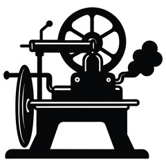 Isolated Black vector Tailer Element steam press With White Background