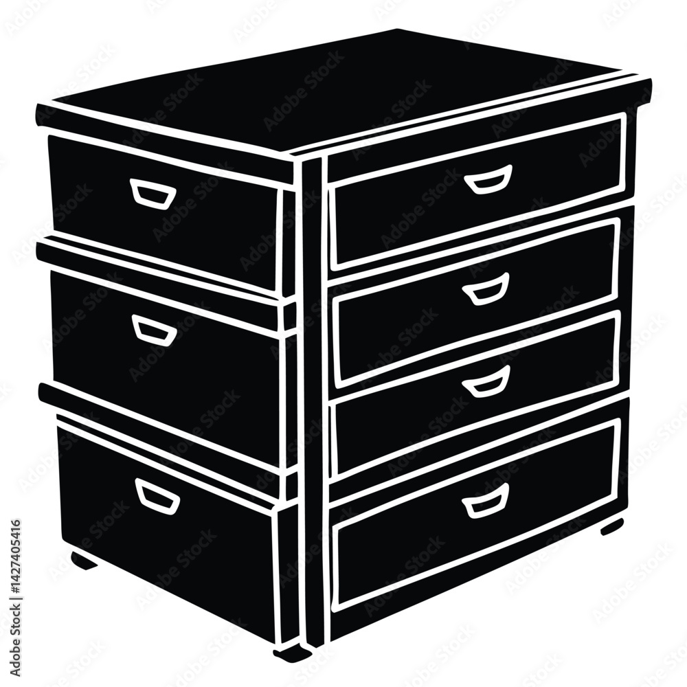 Poster isolated black vector tailer element storage drawers with white background