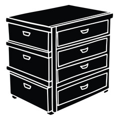Isolated Black vector Tailer Element storage drawers With White Background