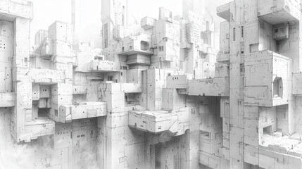 Abstract city, white blocks