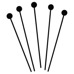 Isolated Black vector Tailer Element straight pins With White Background