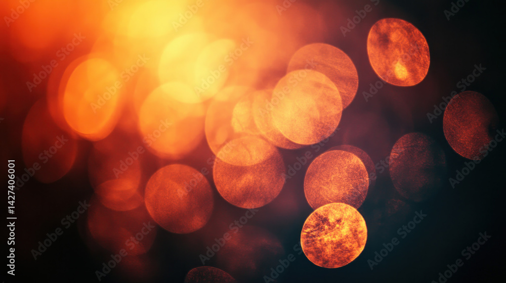 Poster the image is a blurry, orange background with many small circles. the circles are of varying sizes a