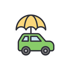 Car insurance colored icons, minimalist vector illustration ,simple transparent graphic element .Isolated on white background