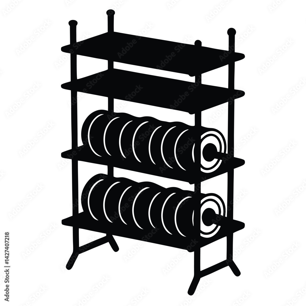 Aufkleber isolated black vector tailer element thread rack with white background