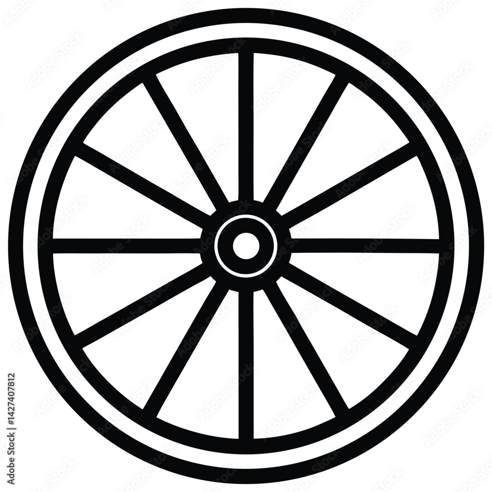 Poster isolated black vector tailer element tracing wheel with white background