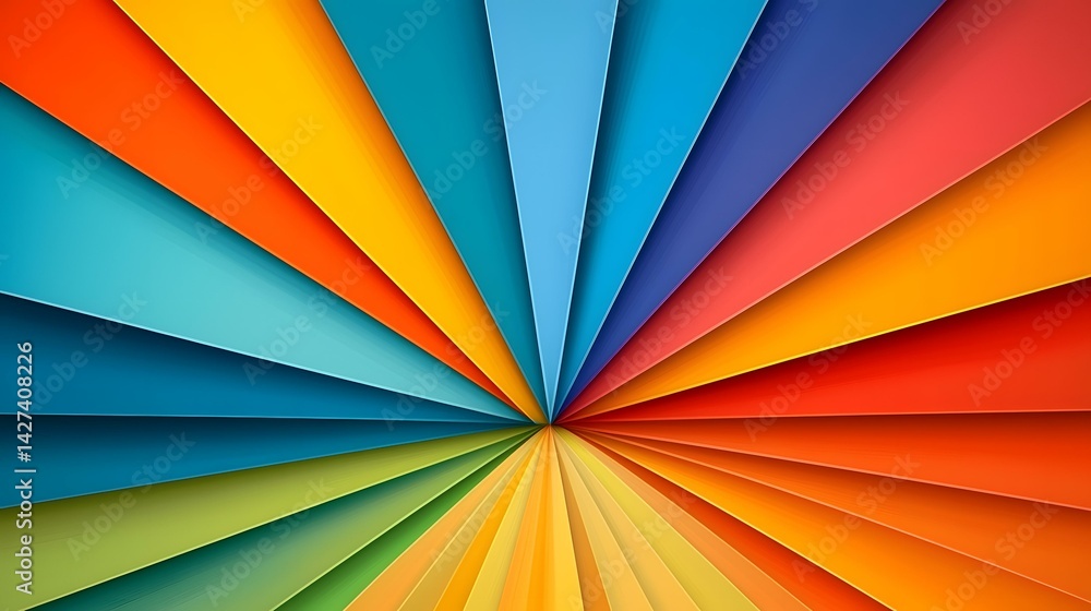Aufkleber the image contains a vibrant, radiating pattern of multicolored stripes, resembling a burst of color