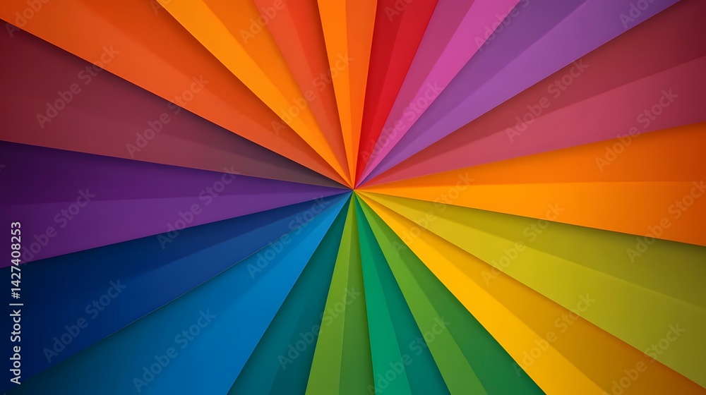 Poster the image contains a radiating burst of colors resembling a color wheel or spectrum, with shades tra