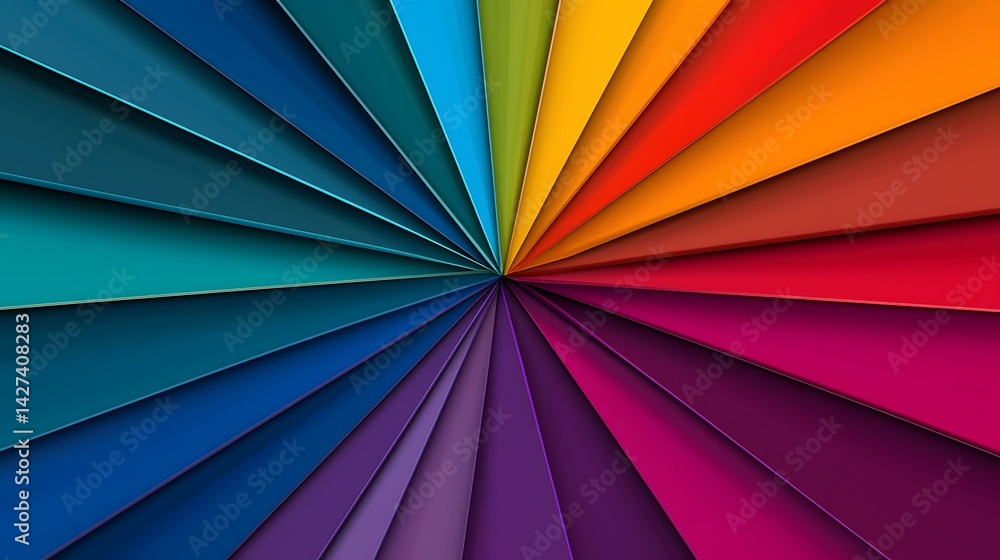 Aufkleber the image contains a radiating pattern of color, resembling a burst of layered, saturated hues from 