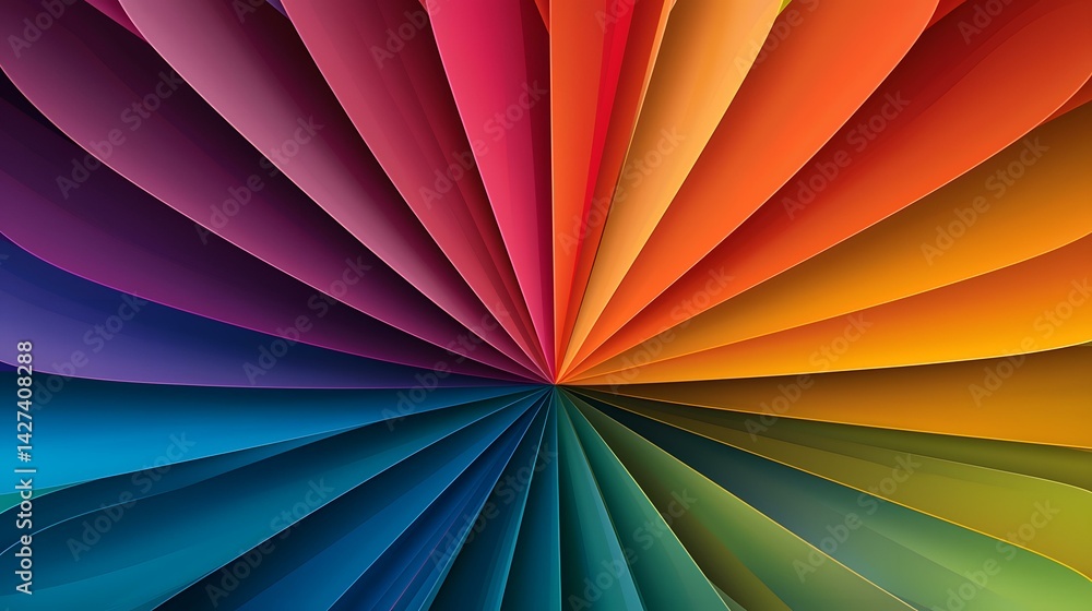 Aufkleber the image contains a vibrant, multicolored design composed of numerous radiating, curved stripes tha