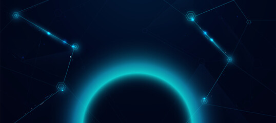 Technology innovation background. Futuristic digital cyber blue circuit lines