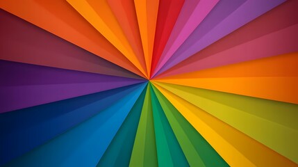 The image contains a radiating burst of colors resembling a color wheel or spectrum, with shades transitioning smoothly from one to the next.A burst of vibrant colors radiates outwards, creating a dy
