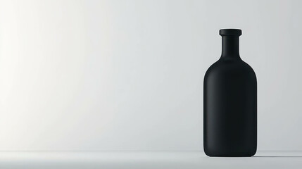 Elegant black bottle on minimalistic background highlighting modern design aesthetics