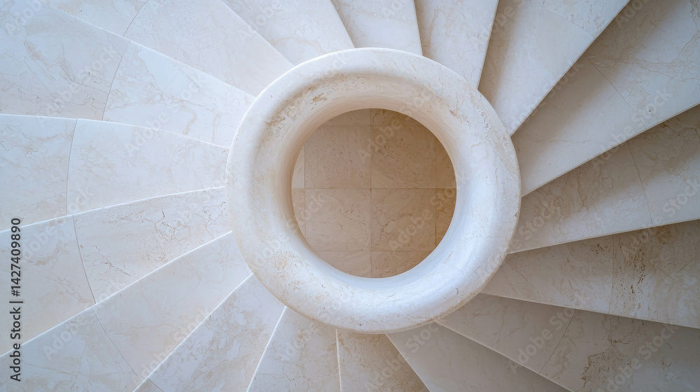 Poster elegant spiral staircase with circular element in modern architectural design