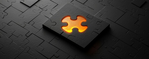 A glowing puzzle piece stands out against a dark background, symbolizing solutions.