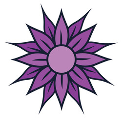 Purple flower icon isolated on white background.
