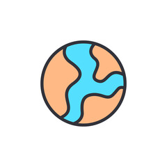 Planet colored icons, minimalist vector illustration ,simple transparent graphic element .Isolated on white background