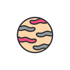 Planet colored icons, minimalist vector illustration ,simple transparent graphic element .Isolated on white background