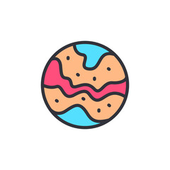 Planet colored icons, minimalist vector illustration ,simple transparent graphic element .Isolated on white background