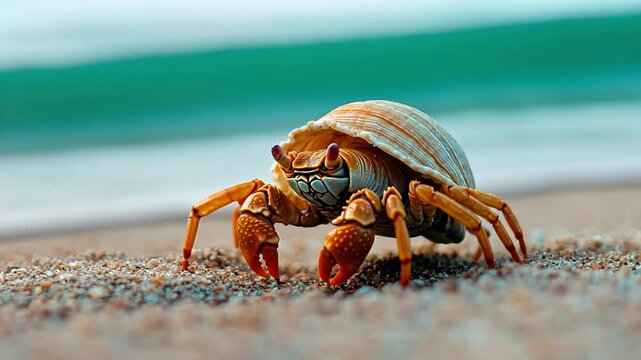 Magnificent Hermit Crab on Sandy Beach