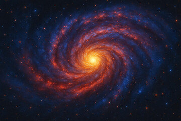 Colorful Spiral Galaxy in Deep Space with Glowing Core


