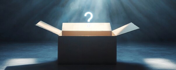 A mysterious open box illuminated by rays of light, symbolizing surprise and discovery.