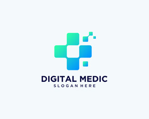 Obraz premium Digital medical logo