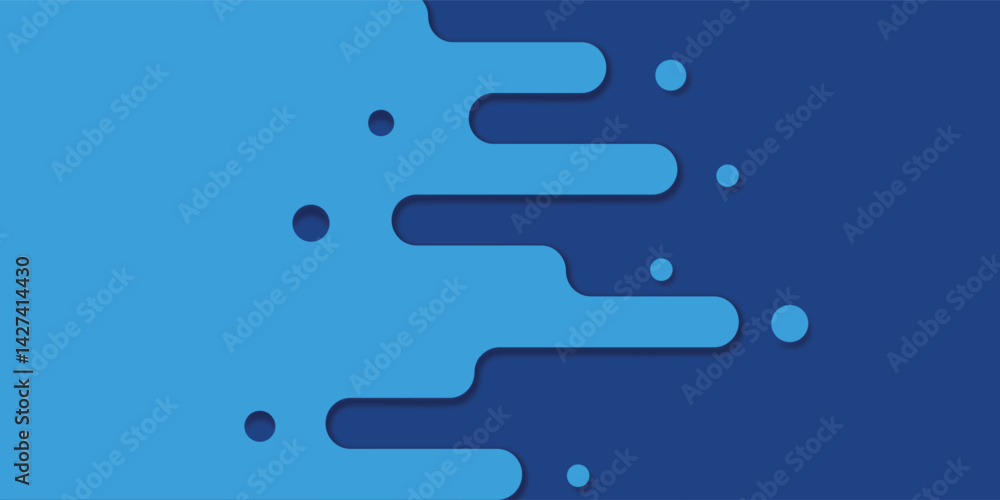 Poster abstract blue gradient geometric rounded line with shadow horizontal banner background