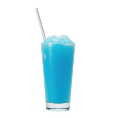 Vibrant Blue Frozen Drink Served in a Tall Glass with Ice and Straw Perfect for Summer Refreshment