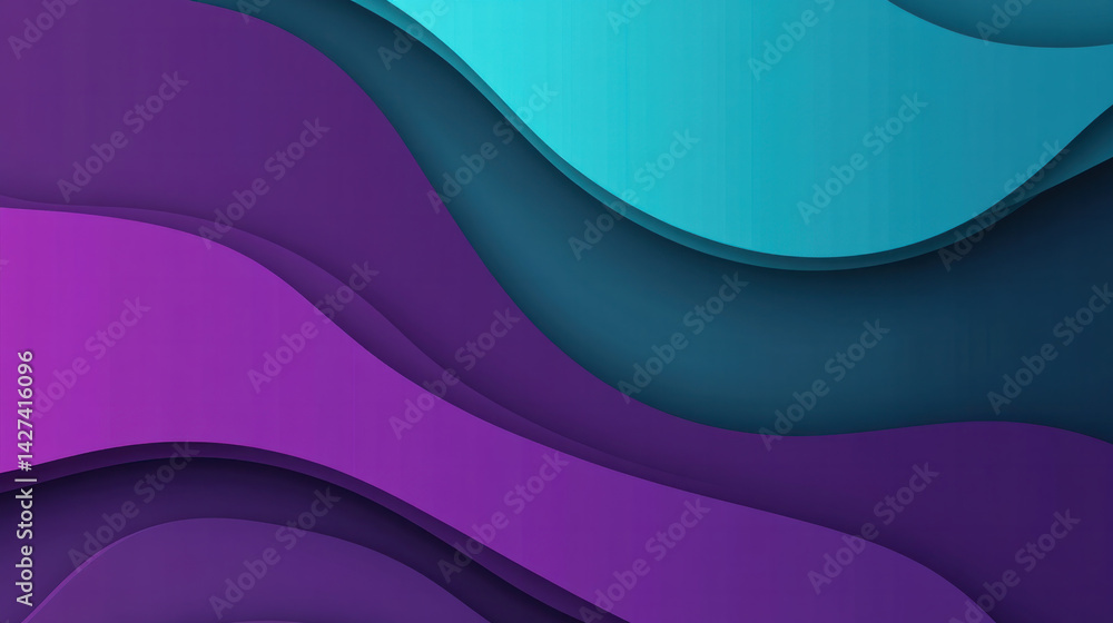 Poster a purple and blue wave pattern with a blue background. the colors are vibrant and the pattern is ver