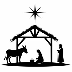 Black Silhouette Nativity Scene