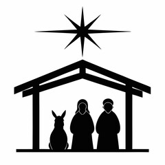 Black Silhouette Nativity Scene