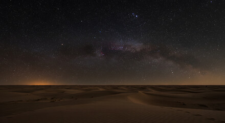 Night Sky Over Desert with Milky Way and Starry Landscape