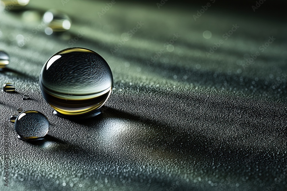 Poster iconic oil droplet shape with rich textures and layered shadows creates a captivating visual experie