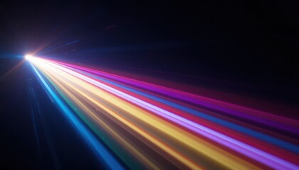 Colorful Light Streaks Emanating From Bright Source in Dark Space
