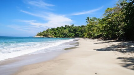 Mesmerizing Charm of Untouched Beach Sand. Delicate Grains, Radiant Tones, and Expansive Shores Beckon Individuals to the Beach.