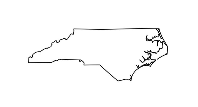 North Carolina State Outline Map Isolated on White Background