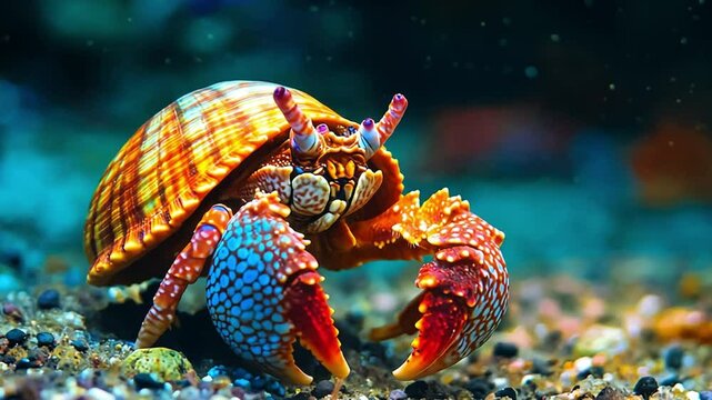 Vibrant Hermit Crab in its Shell