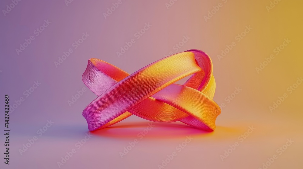 Poster a vibrant and colorful 3d abstract ribbon design with smooth curves and gradients.