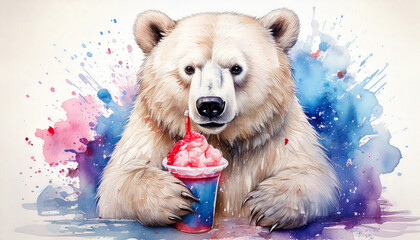 しろくま　アイス　生成AI　暑中見舞い　背景