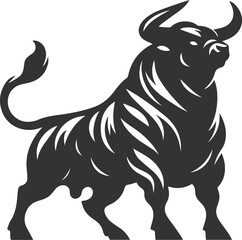 Angry bull angus cattle vector silhouette