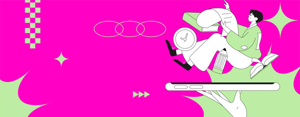 Education and learning people flat vector concept hand drawn illustration
