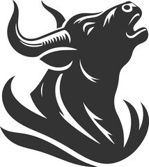Angry bull angus cattle vector silhouette