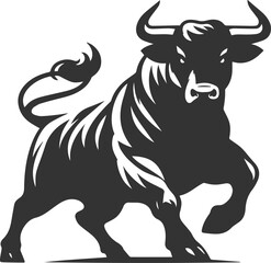 Angry bull angus cattle vector silhouette