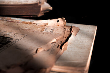 a pile of old paper with a yellowing color, old paper over time, old or worn sheets of paper, old...