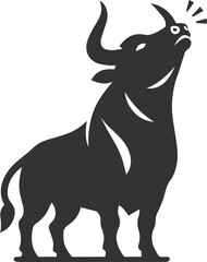 Angry bull angus cattle vector silhouette