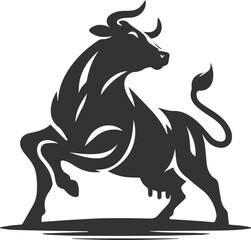 Angry bull angus cattle vector silhouette