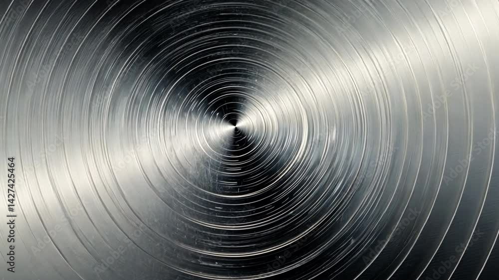 Poster mesmerizing close up of metallic surface with shiny texture and concentric circular patterns, showca